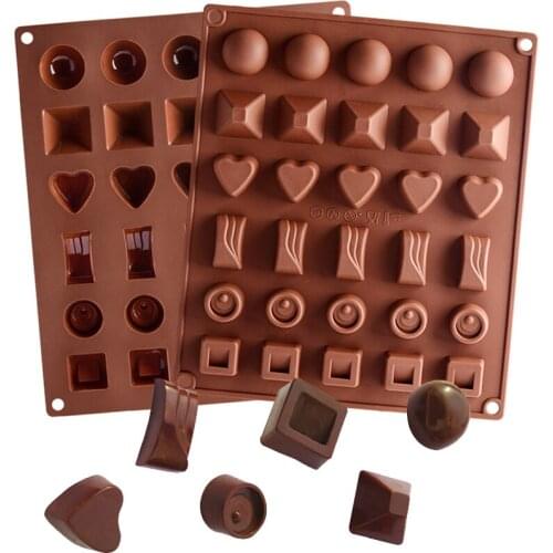 6 Shape 30 Cells Silicone Mold Chocolate Molds Fondant Patisserie Candy Bar Mould Cake Decoration Kitchen Baking Accessories