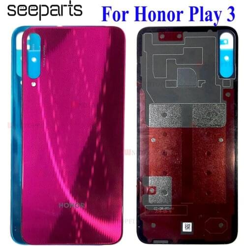 Back Cover For 6.39" Huawei Honor Play 3 Battery Cover Back Panel Honor Play 3 Rear Glass Door Housing Case With Adhesive