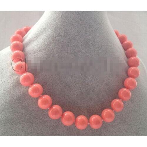 14mm pink coral color south sea shell pearl necklace Factory Wholesale Halsketten Big Sweater chain Golden jewelrygirl Wedding