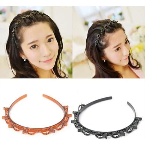 Womens Headband Edge Clips Double Layer Hairband Braided Styling Tools