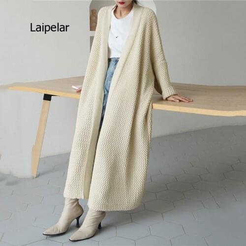 Oversized Long Knitting Cardigan Sweater Loose Fit Long Sleeve Women New Fashion Tide Autumn Winter 2021