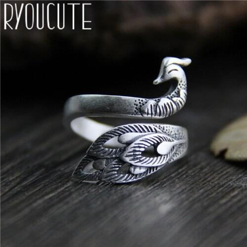 Simple Style Silver Color Peacock Rings for Women Men Jewelry Big Open Rings bague femme