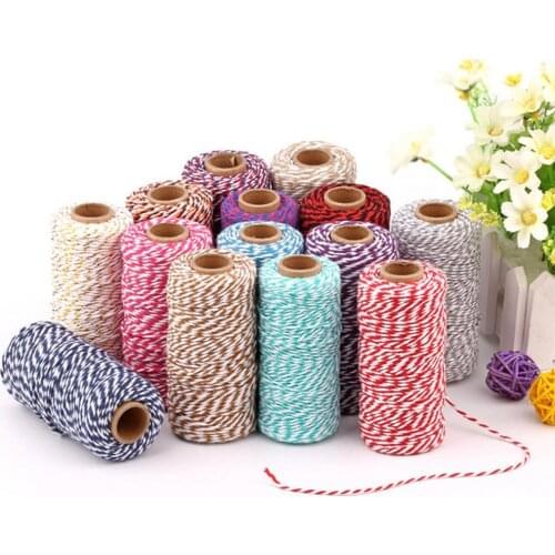 1 Roll 2mm Thicken Cotton Twisted Cord Multi-color Soft Colorfast 2 Strand Twisted Cotton Rope Macrame Yarn Gift Wrapping Cord