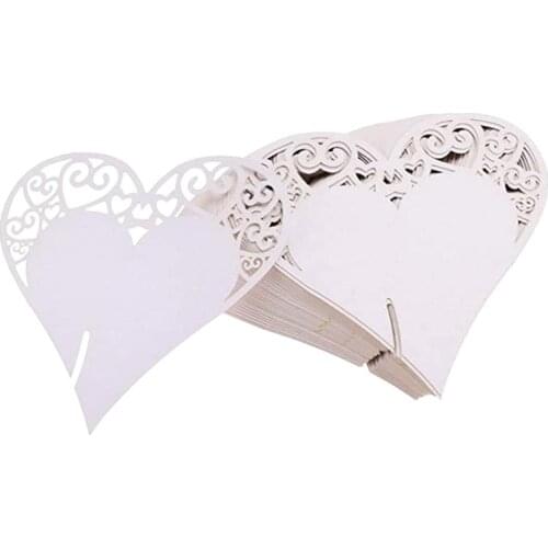 10pcs/set Wedding Table Decoration Place Cards Laser Cut Heart Floral Wine Glass Place Cards For Wedding Party Decoration