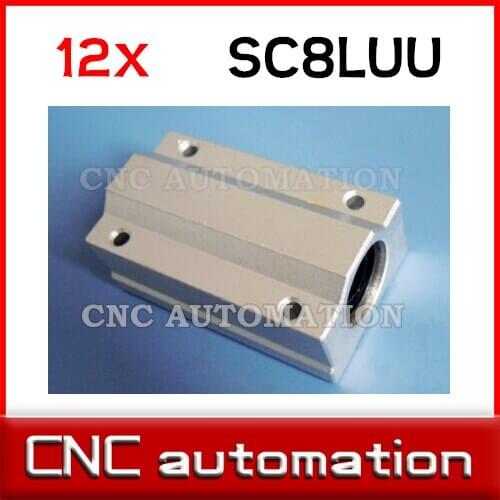12pcs SC8LUU SCS8LUU 8mm Linear axis Ball Bearing block, Lengthen Bearing pillow Bolck Linear unit for CNC rail