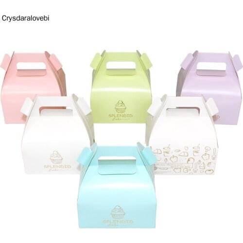 20pcs Bronze Word Portable Mousse Cake Box Cake Roll Cut Piece Nougat Clever Puff Packaging Box Baby Birthday Party