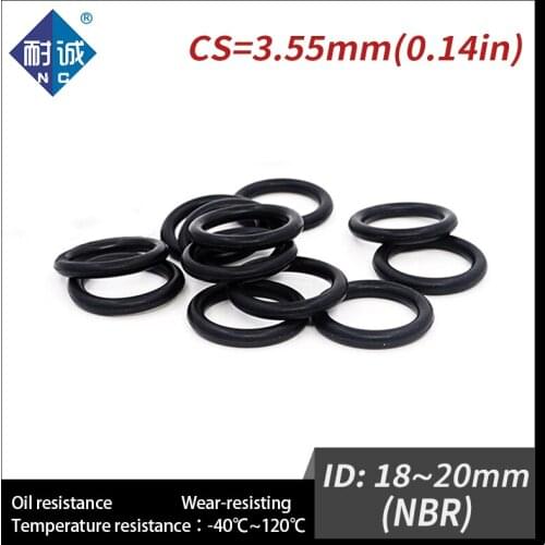 20PCS/lot Rubber Black NBR CS3.55mm ID18/19/20mm O Ring Gasket Oil resistant waterproof