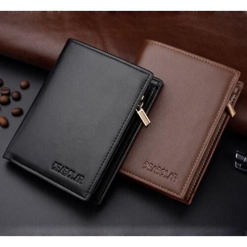 2020 New Men Wallets Short Leather Pu Purse Mens Zipper Money Bag Card Holder Porte Feuille Leather Coin Pocket Billetera Male