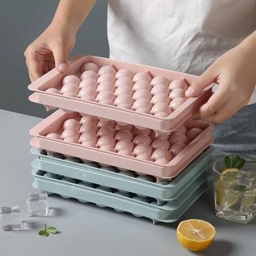 33 Grids Hockey Ice Cube Mold With Lid BPA Free Plastic Ice Cube Maker For Wine Drinks DIY Kitchen Accessories