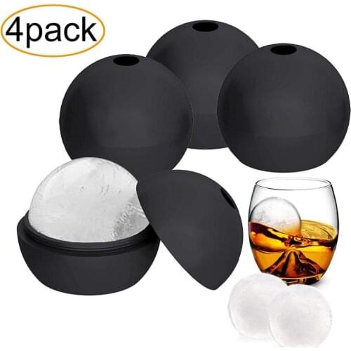4PCS large very big Ice Ball Molds, 2.5 Inch Large Silicone Round Spherical Ice Cube Maker Keep your Whiskey Chilled and Strong