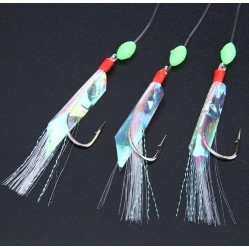 5Pcs/Set High Quality Sea Fishing Hook Tie Up Crystal Bright Filament Fishing Hook With Inverse Spur Treble Bait Fishing Wire