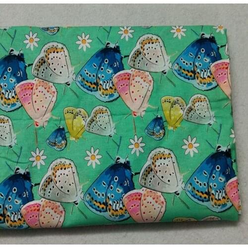 50x105cm Green Cartoon Colorful Butterfly Printed Cotton Fabric Animal Fabric Patchwork Cloth Bag Party Home Decor