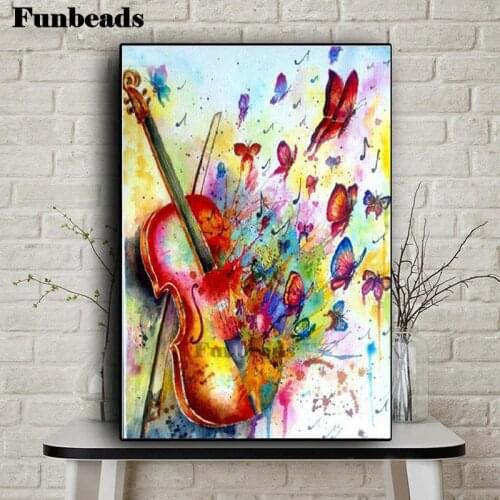 Diamond Painting violin butterfly,3d Cross Stitch,full square Diamond Embroidery music abstract,Mosaic Diamonds Stickers FF5574