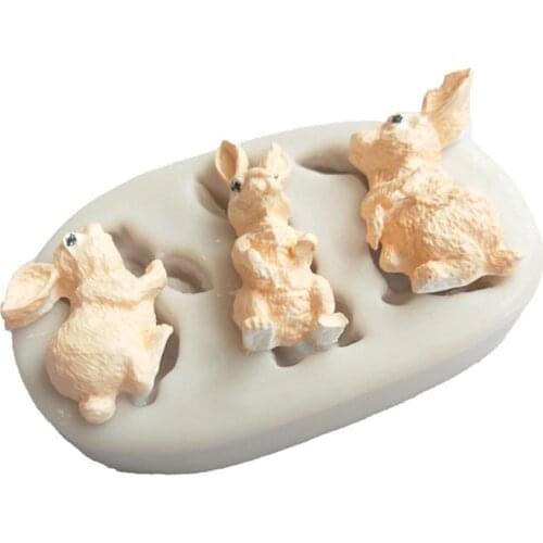 Aouke Animal Rabbit Fondant Silicone Mold Decoration Tool Chocolate Mold Cake Gumpaste Mold Soft ceramics Kitchen Cooking Tools