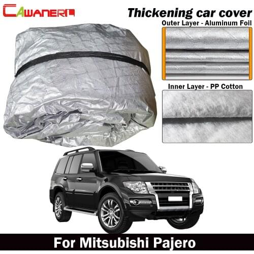 Cawanerl Thick Cotton Car Cover Waterproof Outdoor Sun Shade Rain Snow Hail Resistant SUV Cover For Mitsubishi Pajero