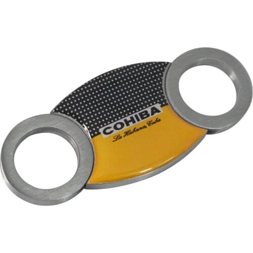 Cohiba Brand Stainless Steel Cigar Cutter For Havana cigar Double Cut Blade cutters of cigars Sharp guillotine Cigar Accessories