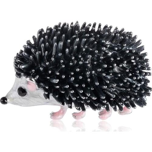 Black Enamel Hedgehog Brooches Pin Decorations Kids Coat Bag Badges Fashion Jewelry Lovely Animal Brooch Broches AL492