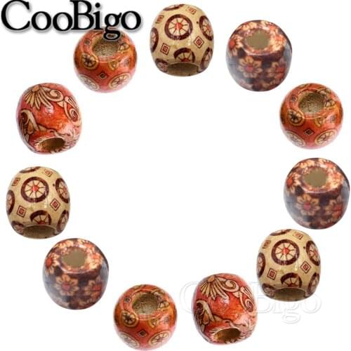 10Pcs Vintage Natural Wood Hair Beads Spacer Painted Round Hole Dreadlock Charms For DIY Jewelry Making Bracelet Clothing