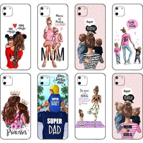 Black tpu Case For OPPO Realme C11 C20 C21 Case Back Cover Bumper Baby mom Girl and Boy
