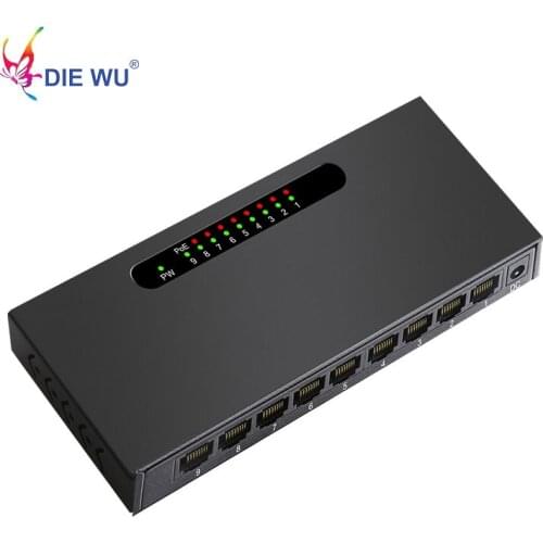 DIEWU POE switch 10/100Mbps 52V Fast Ethernet Switch with 9 Ports for IP POE CCTV Camera