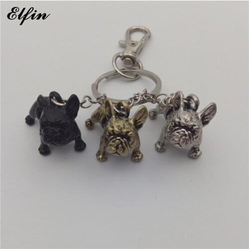Elfin Trendy French Bulldog Keychain Fashion Animal Pet Memorial Jewellery French Bulldog Keychains Key Rings