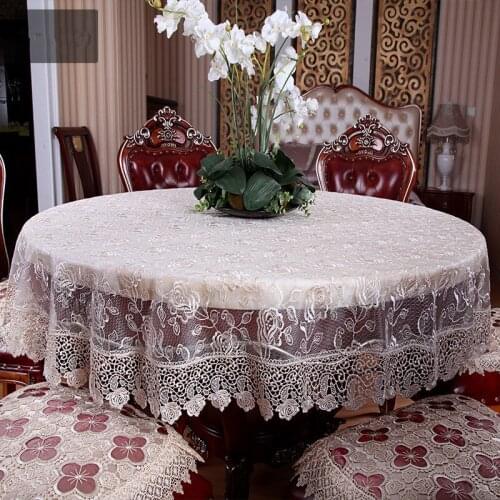 Europe 1Pcs Multi Size Drawnwork Table Cloth Rose Lace Embroidery Hollow Out Flower Tablecloth Home Table Desk Decor Dust Cover