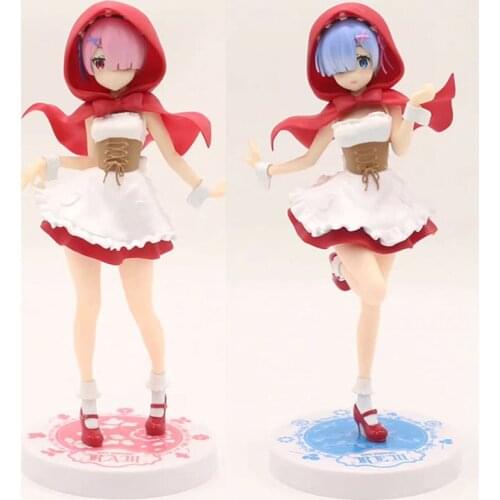 20cm Japanese Anime Figure Re:Life In A Different World From Zero Ram/Rem Red Hat Action Figure Collectible Model Toys for Boys
