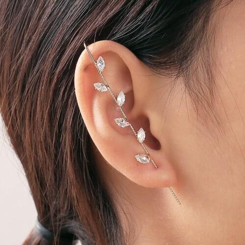 Inlaid personalizedearrings, piercing ear needles, female surrounding auricle style diagonal line party jewelry gift