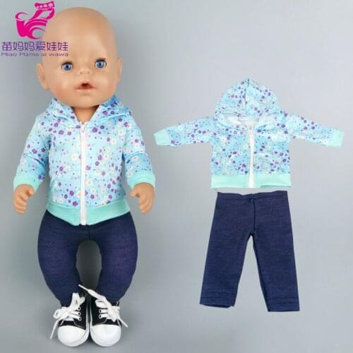 Doll clothes 43cm Baby Doll hoodedcoat trousers 18 Inch American Generation Girl Doll Leisure Outfits