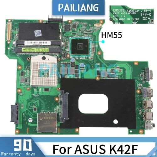 PAILIANG Laptop motherboard For ASUS K42F Mainboard REV.2.0 HM55 DDR3 tesed
