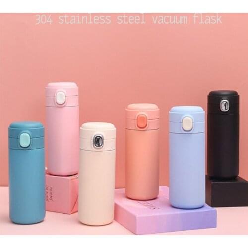 Metal Vacuum Flask Stainless Steel Bouncing Thermos Travel Hot Cup Coffee Milk Tea Insulation Mug Straight Thermos Bottle