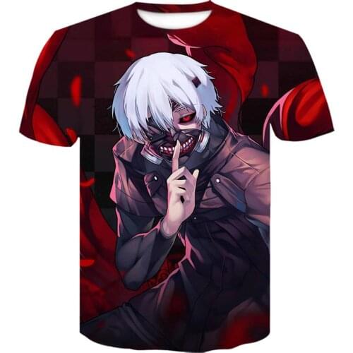Fashion summer mens tshirt Tokyo Ghoul 3D printed t-shirt Japan anime T shirt Cartoon round neck Short sleeve Popular tshirts