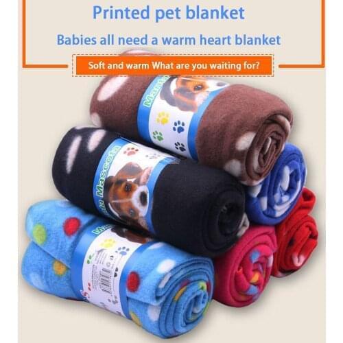 Soft Coral Fleece Sleeping Dog Bed Blanket for Dog Cat Bed Mat Cute Paw Printed Breathable Pet Kennel Blanket Pet Accessories