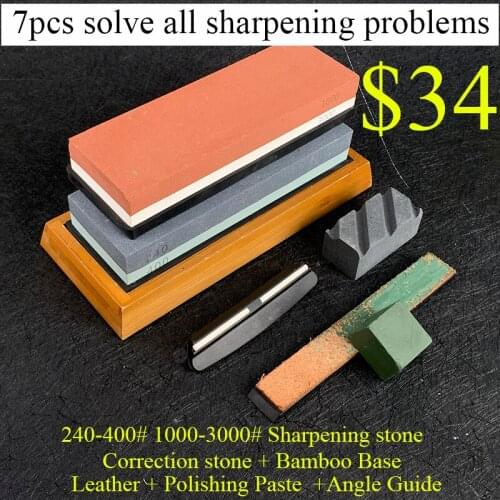 240/1000 Grit Double-sided Sharpening Stone Set WhiteCorundum Professional Whetstone RepairTools With Base Polishing Leather