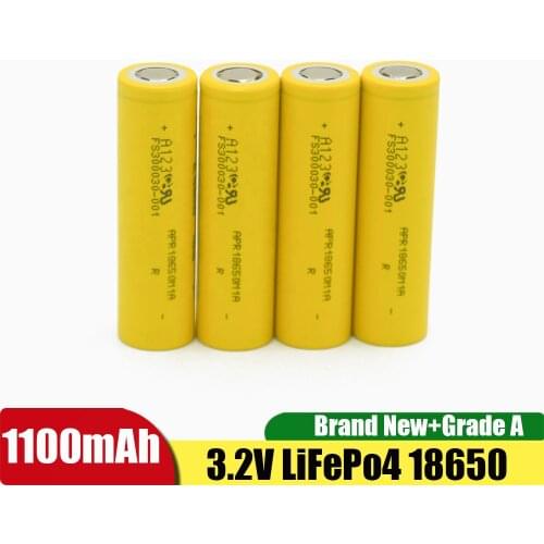 10pcs riginal lifepo4 18650 1100mah APR18650M1A 3.2v battery 18650 1100mah 30C for mod mech pack power tool