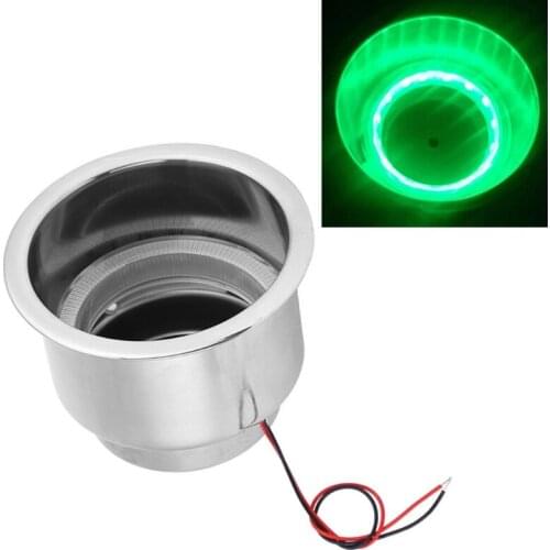 Stainless Steel Light Cup Holder with 15 LEDs Corrosion Resistant Suitable for Marine Boat Car Camper