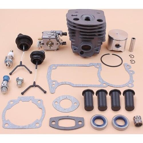 45MM NIKASIL Cylinder Piston Carburetor AV Buffer Fuel Oil Cap Kit For HUSQVARNA 51 55 55 Rancher Chainsaw Engine Spare Parts