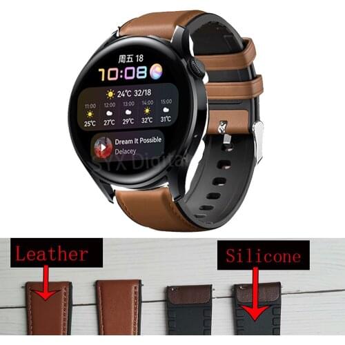Leather Silicone Strap For Huawei Watch 3 Watch3 Smart Band Bracelet Metal Straps For Huawei GT/GT2 46MM Pro Correa Wristbands