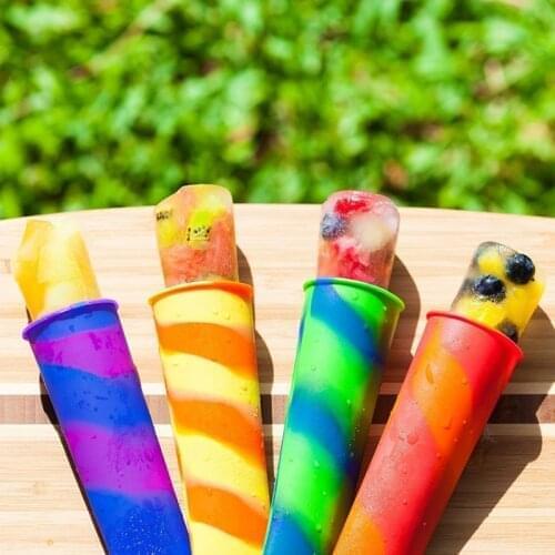 Random Color New Silicone DIY Ice Pop Maker Tube Tray Popsicle Mold Frozen Ice Cream Yogurt Mold with Lids Children Gift