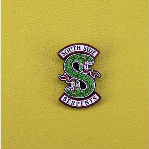 South side serpents enamel pin Riverdale fans gift horror art accessory green python snake brooch