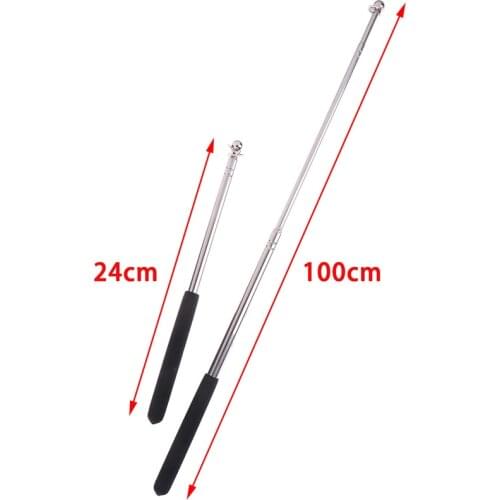 1pc telescopic rod Professional touch 1 Meter head telescopic flagpole stainless steel telescopic teacher pointer black