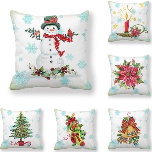 Merry Christmas Decorations for Home Decor happy New Year 2021 Snowman Cushion Cover 45x45cm Navidad Natal Christmas Ornaments