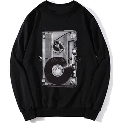 Tape Cassette Vinyl Player 1210 Dj Party Rave Goa Techno hoodie Men Spring Autumn Sweater Streetwear Harajuku