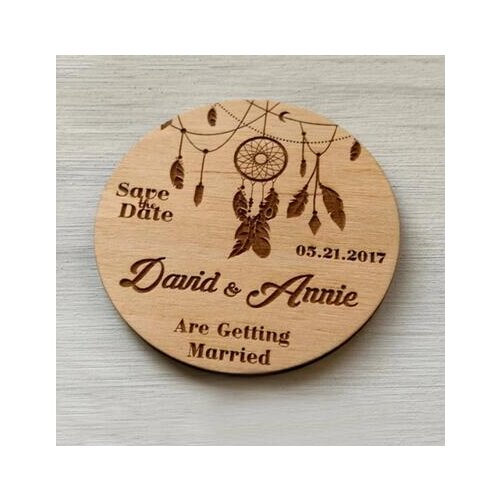 Customized Dream Catcher rustic Wedding wooden Save the Date Magnets bridal shower party favors company gifts invitations