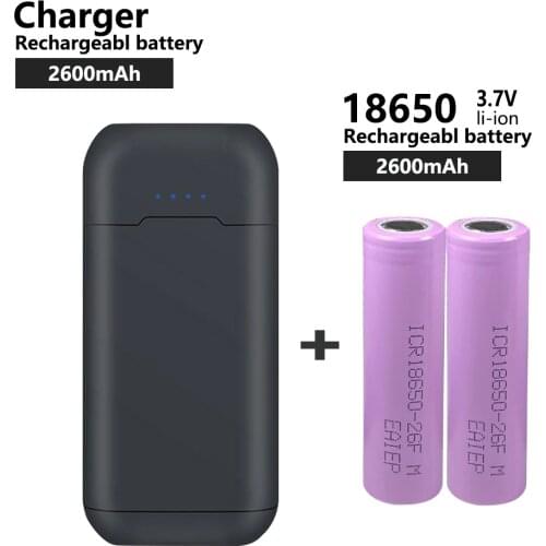 18650 Battery Charger Box Power Bank Holder Case Battery Shell Storage + 18650 3.7V Li-ion Lithium Rechargeable Battery 2600mAh