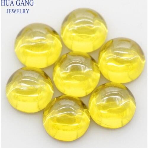 Golden Cubic Zirconia Stone Round Shape Yellow Cabochon Cut Flat Back Loose CZ Stone Synthetic Gems For Jewelry 4mm 6mm