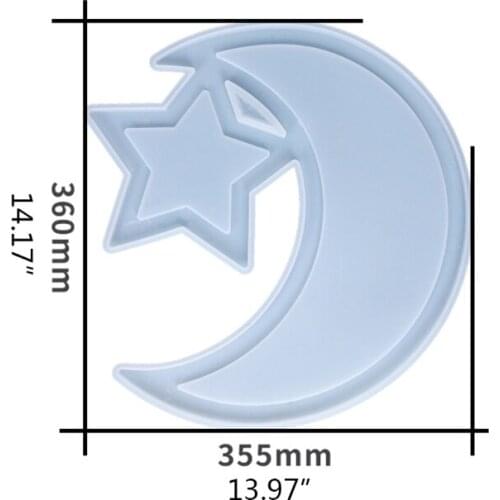 066C Ramadan Dessert Tray Epoxy Resin Mold Moon Star Ramadan Serving Plate Silicone Mould DIY Crafts Islam Muslim Pastry Display