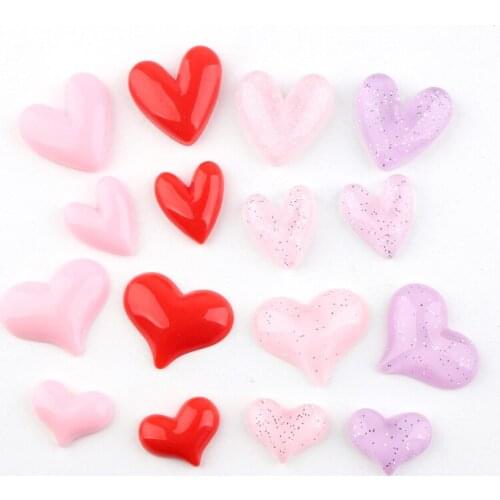 10pcs Mix Resin fashion heart-shaped heart charms flatback kawaii cabochon for diy jewelry making findings accessories component