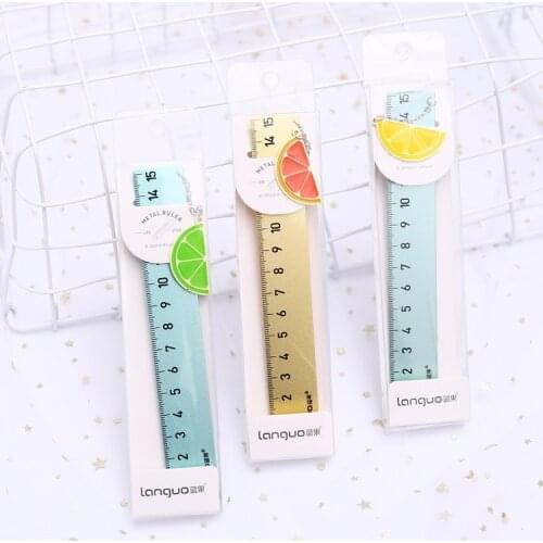 15 cm Kawaii Fresh Lemon Pendant Ruler Measuring Straight Ruler Tool Promotional Gift Stationery Accessories Cute School Decor