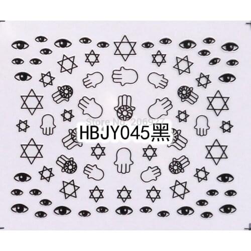 2PCS HBJY045-Black Nail Art Cute Star and Eye Sticker Nail Art Sticker